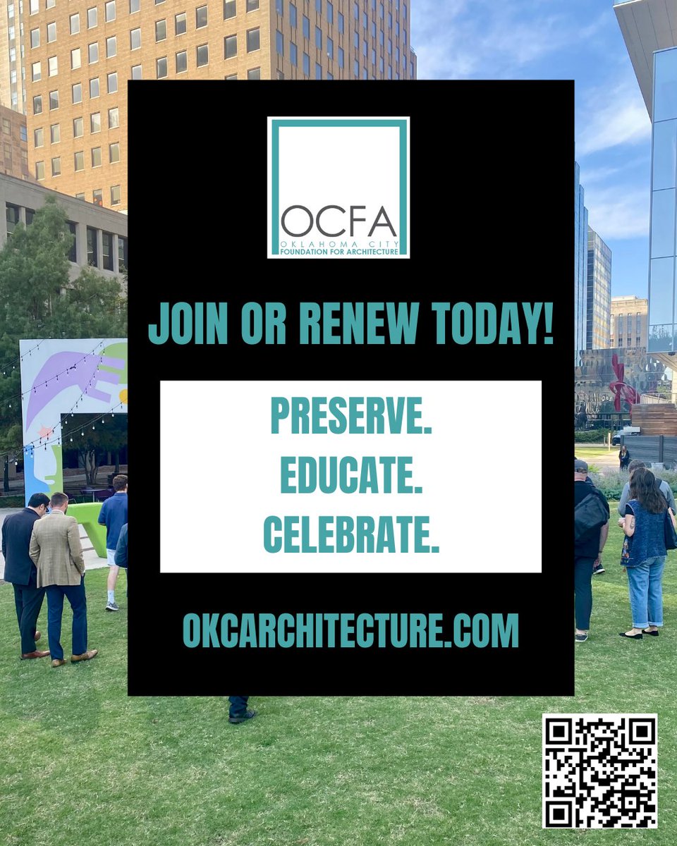 We invite you to become a 2026 member of the Oklahoma City Foundation for Architecture. Your support helps us celebrate great design, preserve our architectural history, and share the stories that make Central Oklahoma unique.

Join us for 2026! okcarchitecture.com