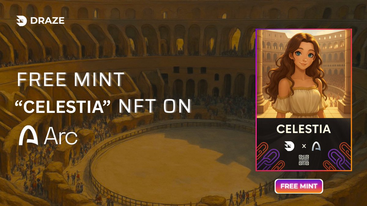 DrazeLab's tweet image. Mint &quot;CELESTIA&quot; on Arc Testnet 

🌸Free Mint: draze.io/celestia

👉RT+Comment WL &amp;amp; Win 100 USDC 🎁
 +Earn 500 XP