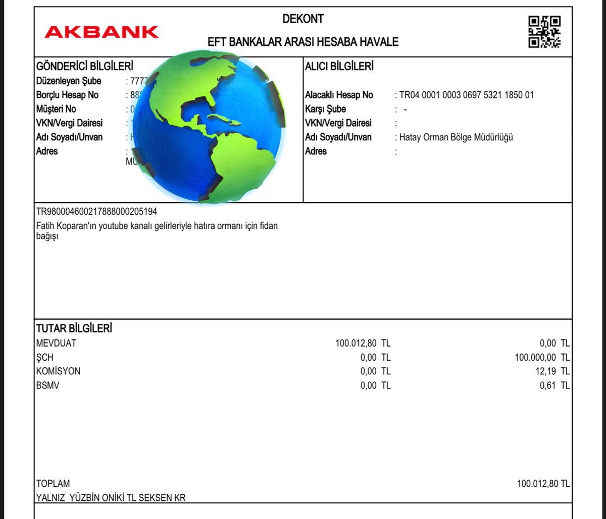 Bu ayki youtube gelirimiz 100.000 lira ve Totalde verdiğimiz burs ve bağışlar milyonları geçti. Bu ay 1.429 ağaç dikilecek bu parayla Hatay'a 🌲 Daha çok yardım yapabilmemiz için kanalımızı takip edip destek olursanız sevinirim ❤️ youtube.com/@ifkoparan?si=…