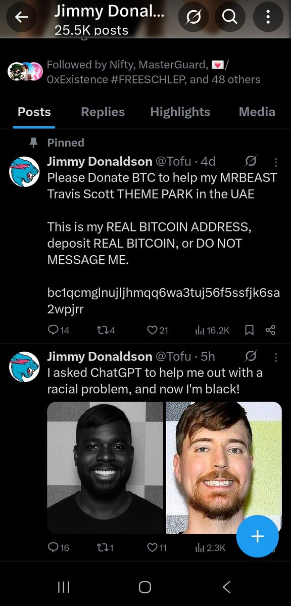 GBrockz's tweet image. ❗️❗️Roblox News Report ❗️ ❗️

Roblox youtuber tofu has been posting each hour  as well changed his username to Jimmy Donaldson 

Fans are noticing this change in his profile and some suggest that he got &quot;h acked&quot;

Thoughts?

#Roblox #Robloxnews #tofu #mrbeast