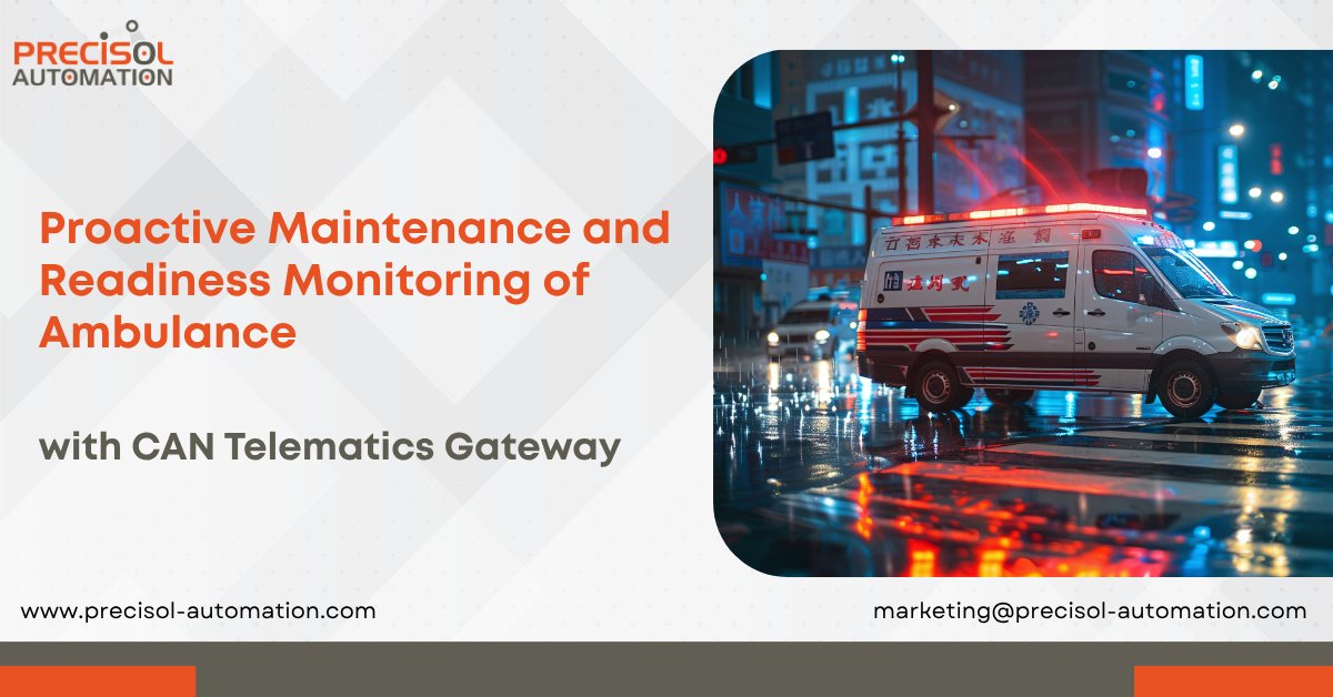 precisol87122's tweet image. Proactive Maintenance &amp;amp; Readiness Monitoring of Ambulances using CAN Telematics Gateway

visit precisol-automation.com/device-applica… to learn more.

#CANtelematics #AmbulanceMonitoring #PredictiveMaintenance  #PrecisolAutomation #Precisolpost #FleetManagement