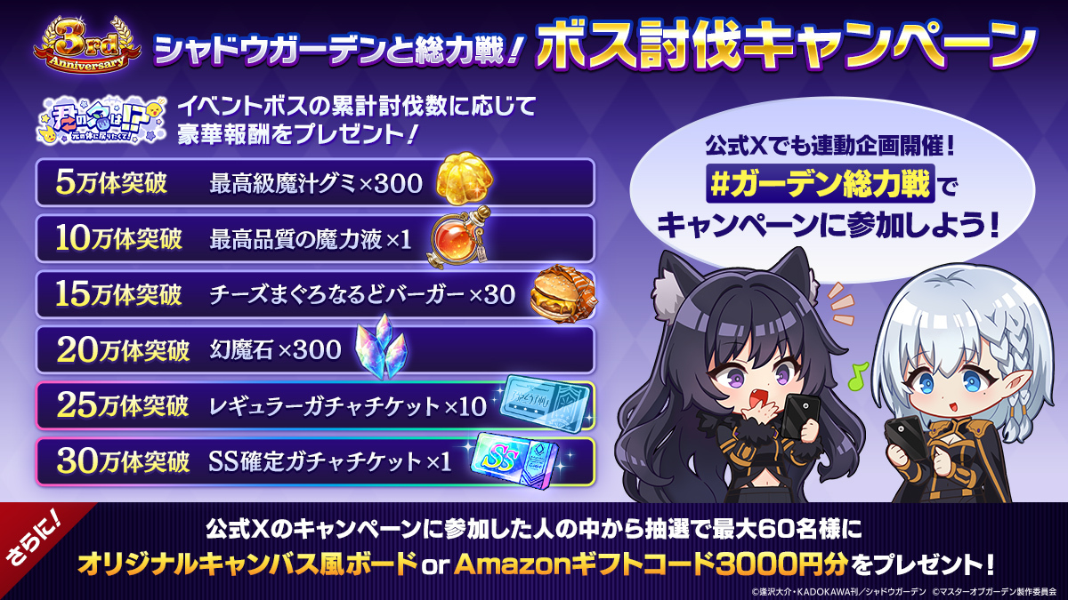 全ミッション達成！】 ボス討伐キャンペーンの報酬として、以下の