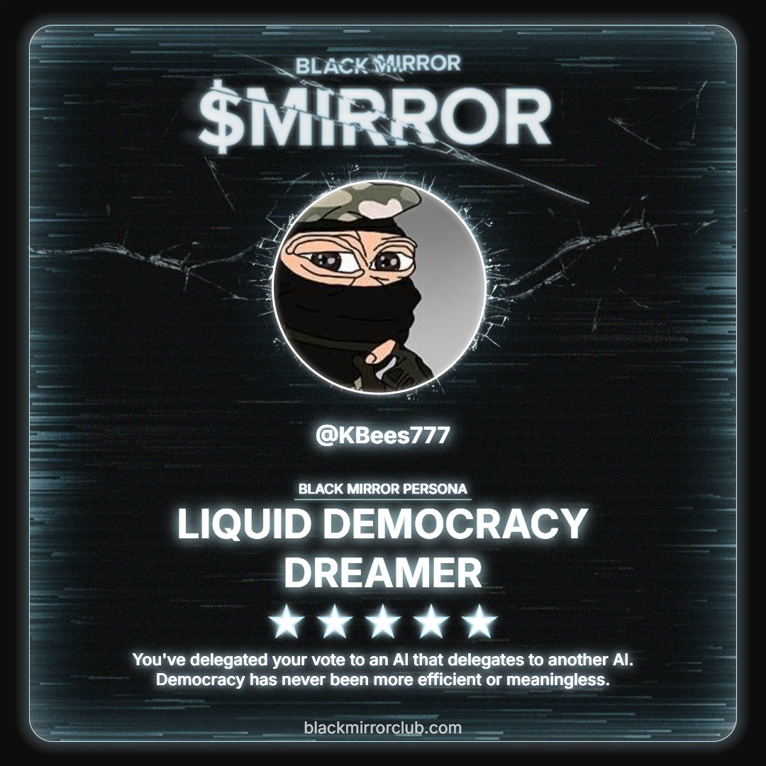 Scanned and processed. The algorithm judged me.
Discover your Black Mirror Persona by <a href="/blackmirror_xp/">blackmirror_xp</a> and claim yours now.
loyalty.blackmirrorclub.com/loyalty