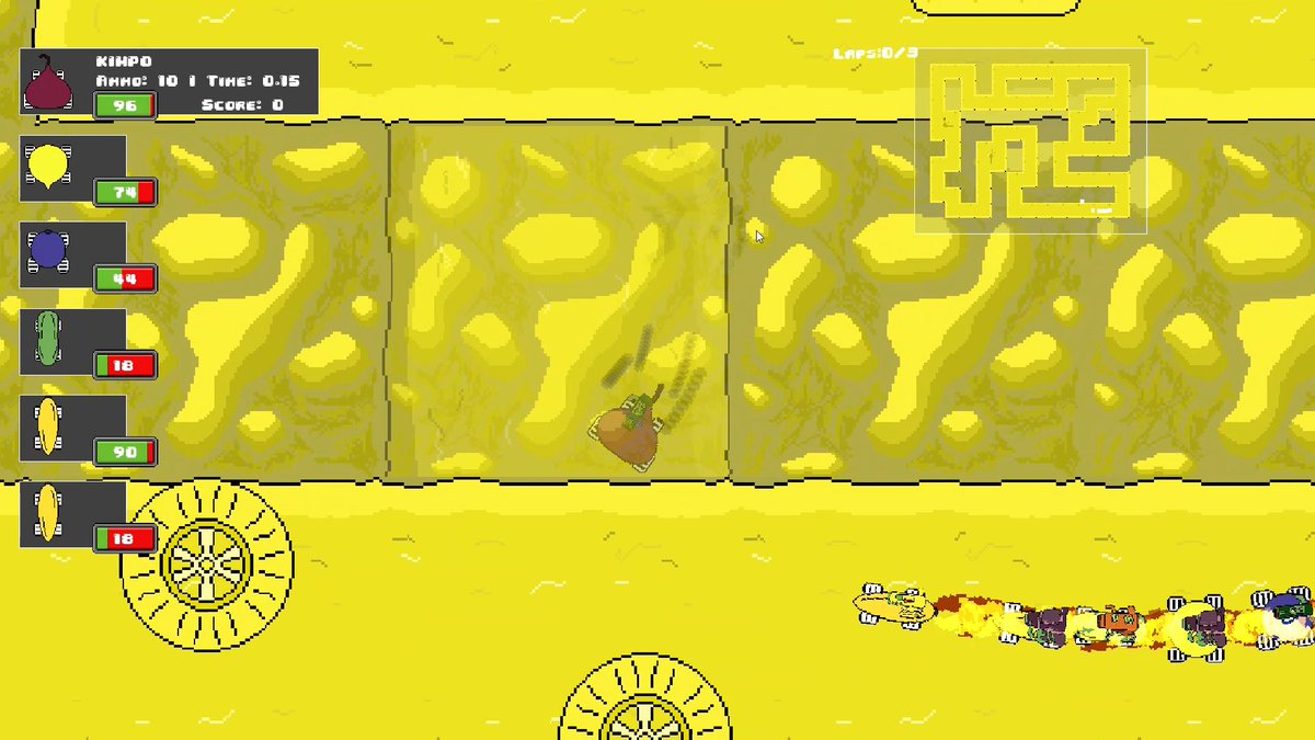 guyzacgfg's tweet image. Well, back on the 2D Racer. Some secret shortcuts for the banana track! Fun stuff!! @GameMakerEngine @aseprite #gamemakerstudio #gamemaker #gamedevelopment #gamedev #aseprite #pixelart #gameart #2dracing #racing #games #game #retro #oldschool #vegoutcrew