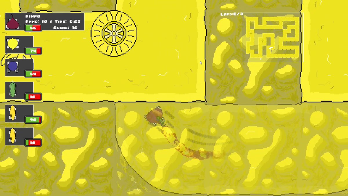 guyzacgfg's tweet image. Well, back on the 2D Racer. Some secret shortcuts for the banana track! Fun stuff!! @GameMakerEngine @aseprite #gamemakerstudio #gamemaker #gamedevelopment #gamedev #aseprite #pixelart #gameart #2dracing #racing #games #game #retro #oldschool #vegoutcrew