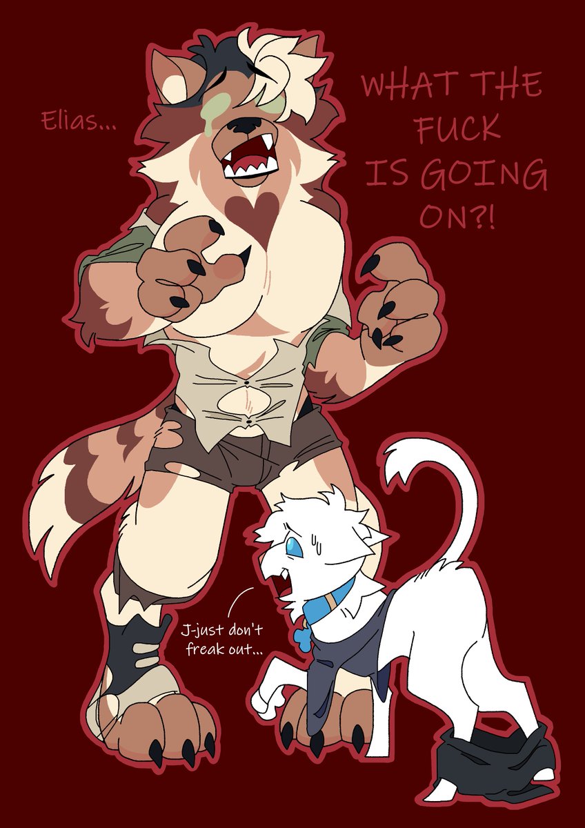 Elias and Quincy got a little too used to their huge werewolf and little kitty forms... nothing a little swap can't solve! ✨

(Chars. by <a href="/Kotacat4/">Kota 🔞 (closed)</a>)