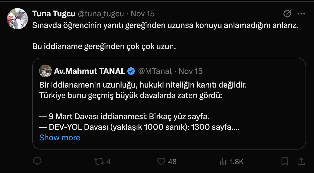 Düşünün, bu tip, Boğaziçi bilgisayarda 20 küsür yıldır hocalık yapıyormuş gibi yapıyor 🤣

Herif, İBB suç iddianamesini sulandıracağım derken, kendisinin berbat bir hoca olduğunu itiraf ediyor.

Lan olm, Tony. Bir sınav kağıdındaki cevabın doğruluğu veya yanlışlığı, cevaptaki