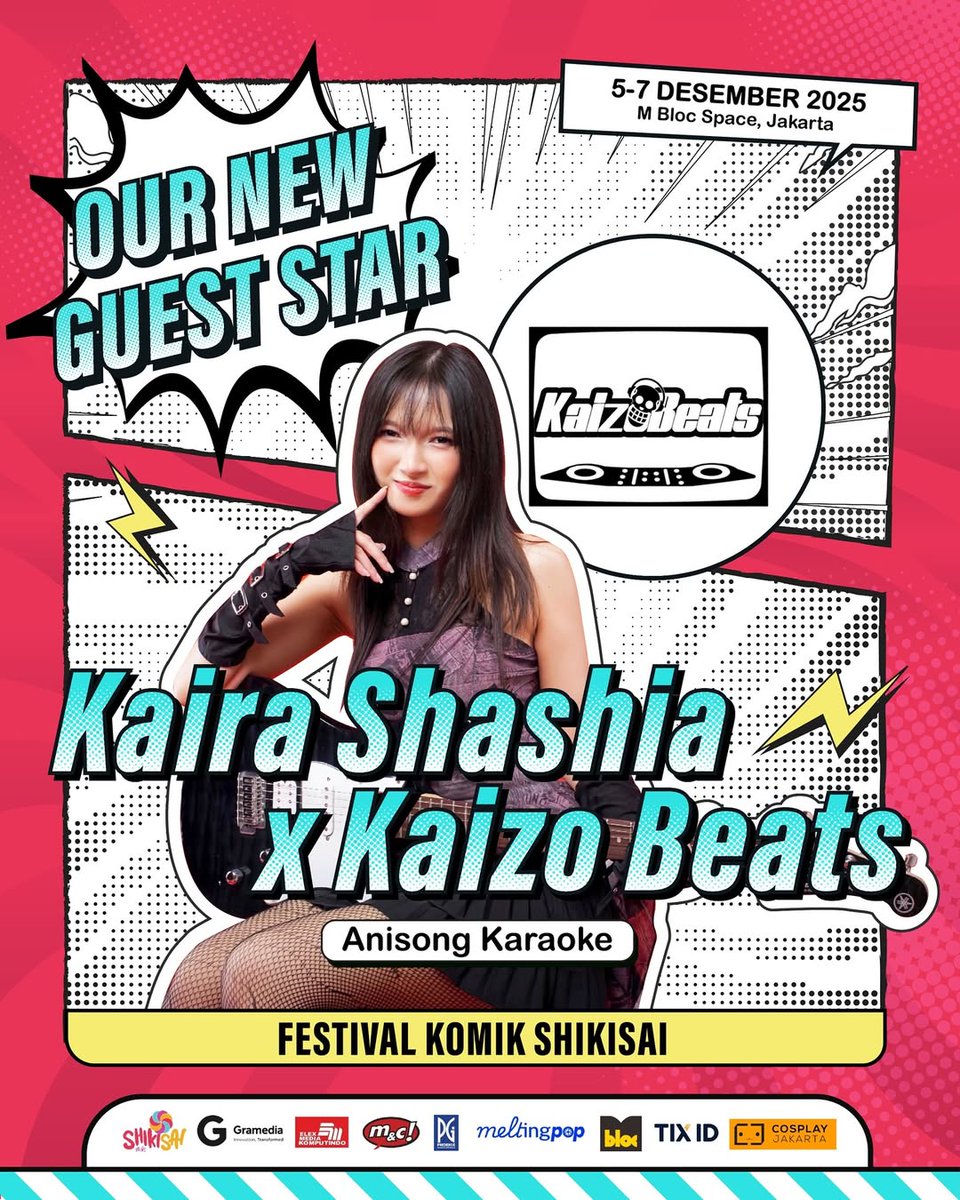 elexmedia's tweet image. Kaira Shashia x Kaizo Beats! 🌟🎶

Kolaborasi spesial ini bakal menampilkan Anisong Karaoke, siap bikin semua penggemar anime ikut nyanyi bareng lagu-lagu anime favorit!

🎟 event.tix.id/event/festival…
🗓 5–7 Desember 2025
📍 M Bloc Space, Jakarta