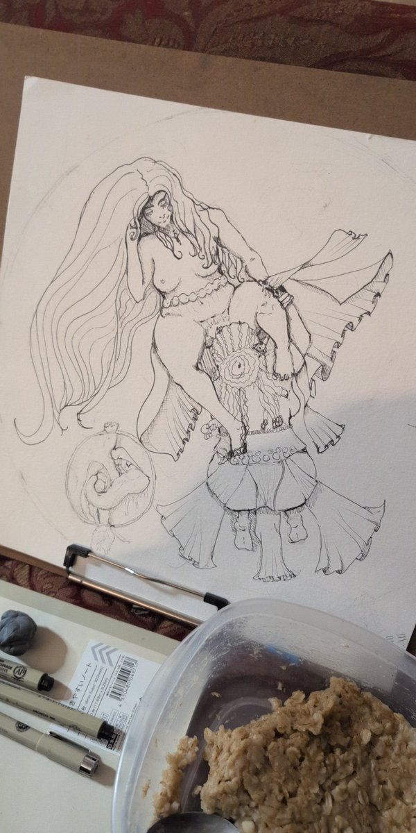 Base line work done, now begins the color. 

 SWF-NSFW art with watercolor , micron, resin, and other mixed media. 

Livestream will resume Wednesday. New Moon tarot reading, candle spells, and art.