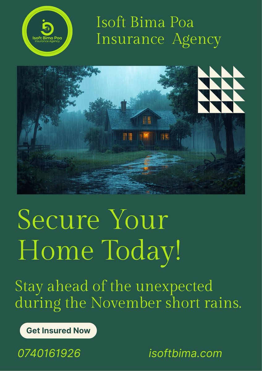 IsoftInsurance's tweet image. Protect your home today of the unexpected floods.
#homeinsurance
#insuranceke