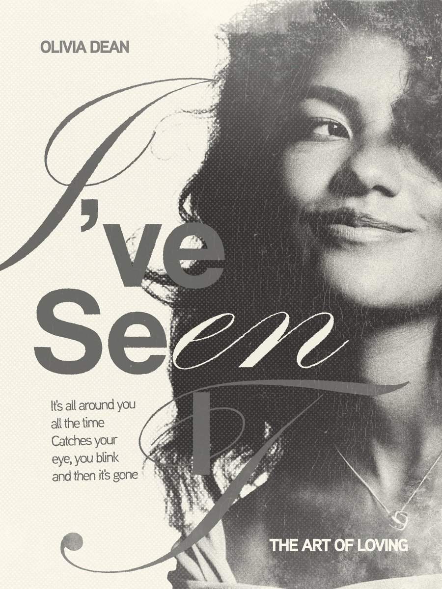 howdsgn's tweet photo. quick poster design for olivia dean’s song ‘ive seen it’

been loving this song so so much🤍 https://t.co/3U7xafx7wt