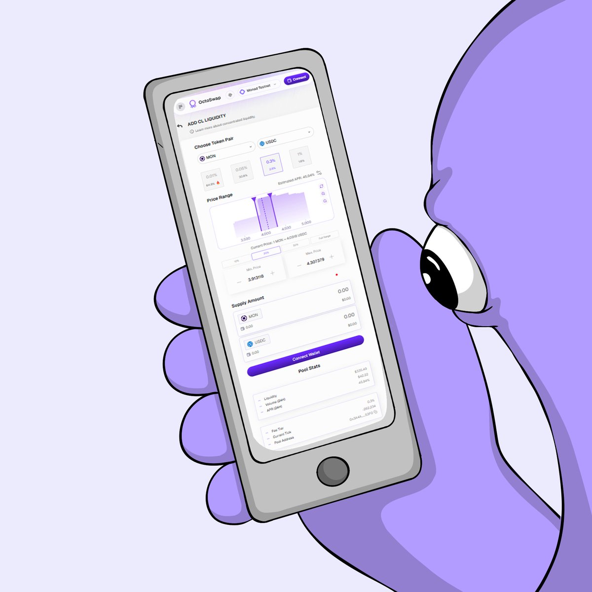 OctoSwapDex's tweet image. OCTO CL AMM IS LIVE 🚨

We’re excited to announce that OctoSwap now supports concentrated liquidity pools! Bringing you more control, efficiency, and flexibility when providing liquidity.

→ Add liquidity to custom price ranges 
→ Select different fee tiers suited to your…