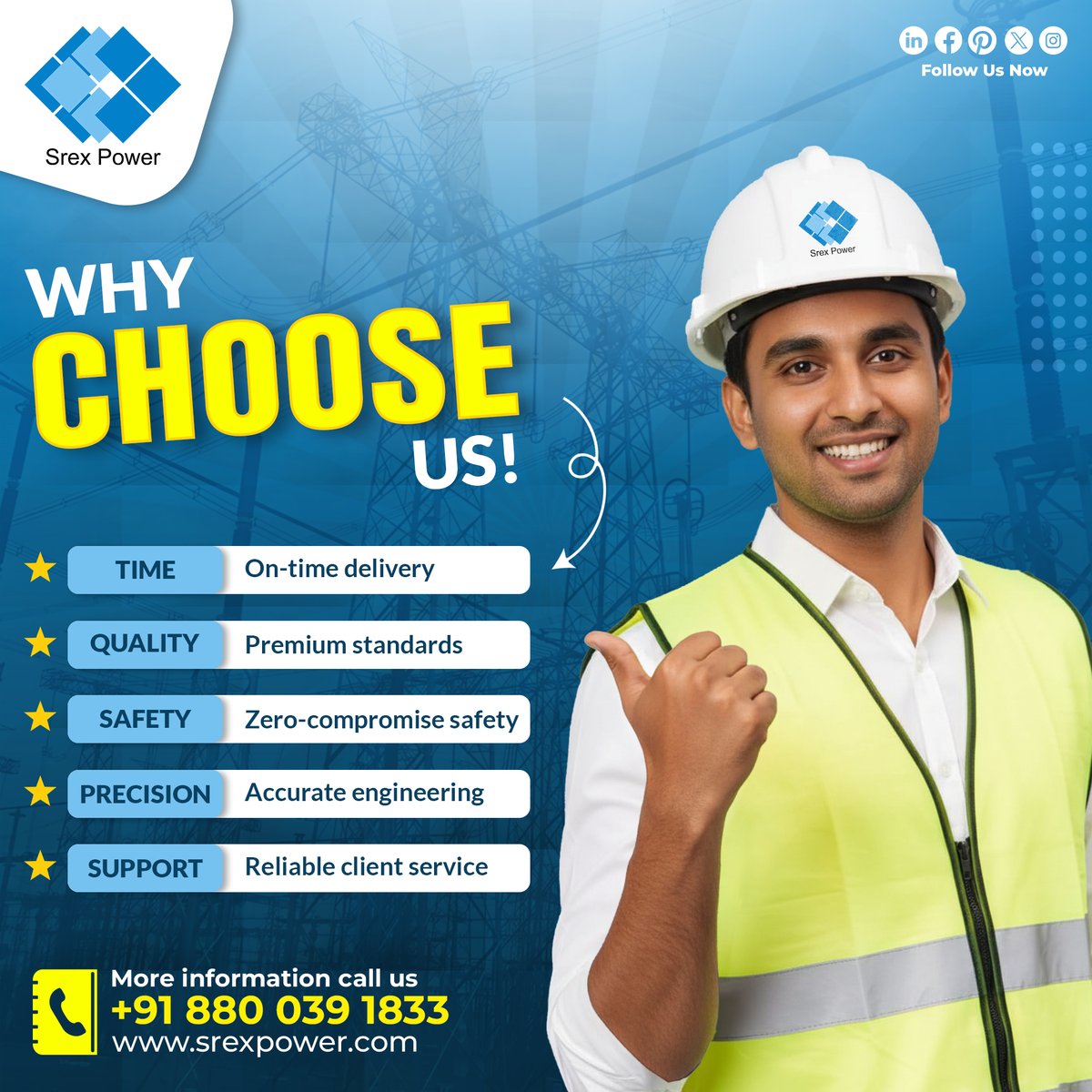 srexpowerindia's tweet image. Clients don’t choose us by chance — they choose us for consistent Time, Quality, Safety, Precision &amp;amp; Support.⚡ Proud to be a trusted EPC partner across India. 🇮🇳
#SrexPowerIndia #EPC #PowerInfrastructure #EngineeringExcellence