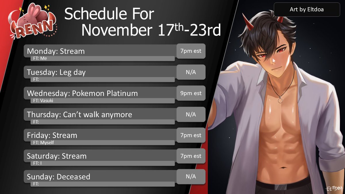 Last week before I travel home to visit family, so we'll be chilling a lot before then! Hope to see y'all there ❤️🩶🤍