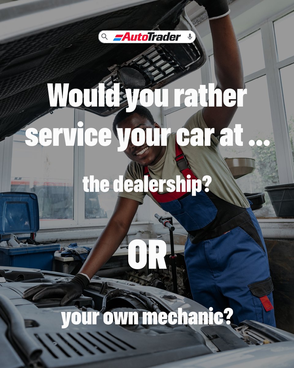 AutoTraderSA's tweet photo. Which do you prefer, your own mechanic or a dealership?

#MechanicVsDealer #AutoRepairDebate #IndependentMechanic #DealershipService #CarMaintenance #AutoCare #Automotive #CarLife https://t.co/HjmGLUQLcr