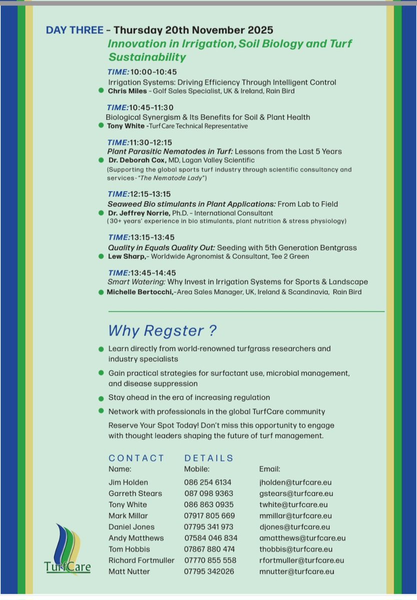 ONLY 1 DAY TO GO!! 
REGISTER TODAY.
FREE EDUCATIONAL EVENT.
LEADING EXPERTS DISCUSSING ALL ASPECTS OF TURF MANAGEMENT. 
turfcare.eu/turfcare-virtu…