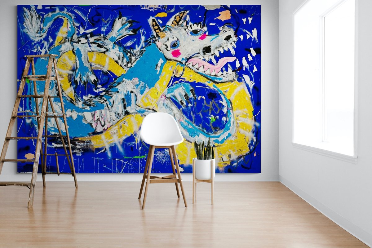 AddictedGallery's tweet image. 画龙点睛 | huà lóng diǎn jīng | &quot;To paint a dragon and dot its eyes.&quot; ~ Chinese Proverb
Get Your Art Fix!
&quot;Blew Drag On&quot; by Nathan Paddison, 2023 🐲 bit.ly/4buLn0H
#contemporaryart #bluedragon #imagination #mythology #symbolism #artgallery #onlineartgallery #buyart