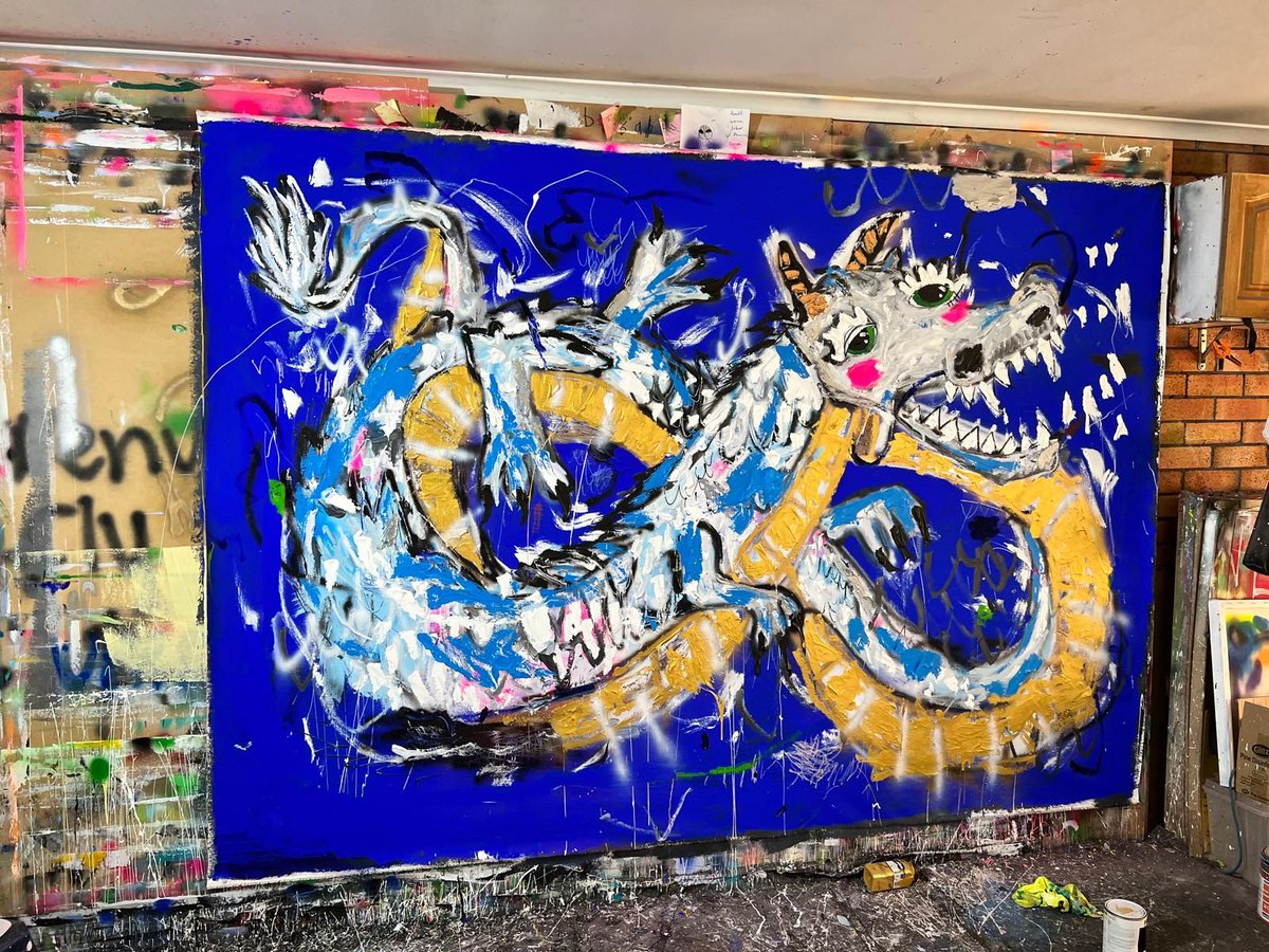 AddictedGallery's tweet image. 画龙点睛 | huà lóng diǎn jīng | &quot;To paint a dragon and dot its eyes.&quot; ~ Chinese Proverb
Get Your Art Fix!
&quot;Blew Drag On&quot; by Nathan Paddison, 2023 🐲 bit.ly/4buLn0H
#contemporaryart #bluedragon #imagination #mythology #symbolism #artgallery #onlineartgallery #buyart