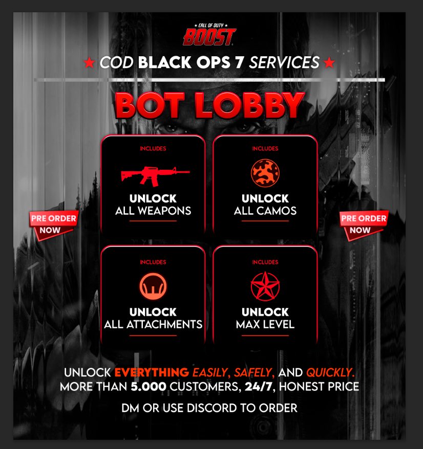 CodBotLobby's tweet image. Open spots for COD22 BOPS 7 Bot Lobby 🔥

3 lobbies-$25
5 lobbies-$40
10 lobbies-$70
20 lobbies-120

$500 for BOP7 Lifetime Unlimited lobbies 
Play Until all weapons to Singularity 🔥

Dm us or join our discord 👇 

dsc.gg/willservices

#cod22 #Bop7