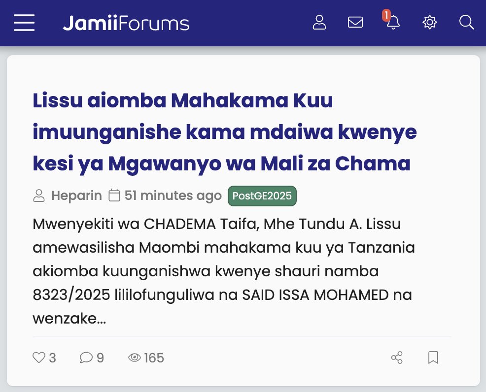 JamiiForums's tweet image. Novemba 17, 2025: Moja ya Mijadala inayoendelea ndani ya JamiiForums.com 📌