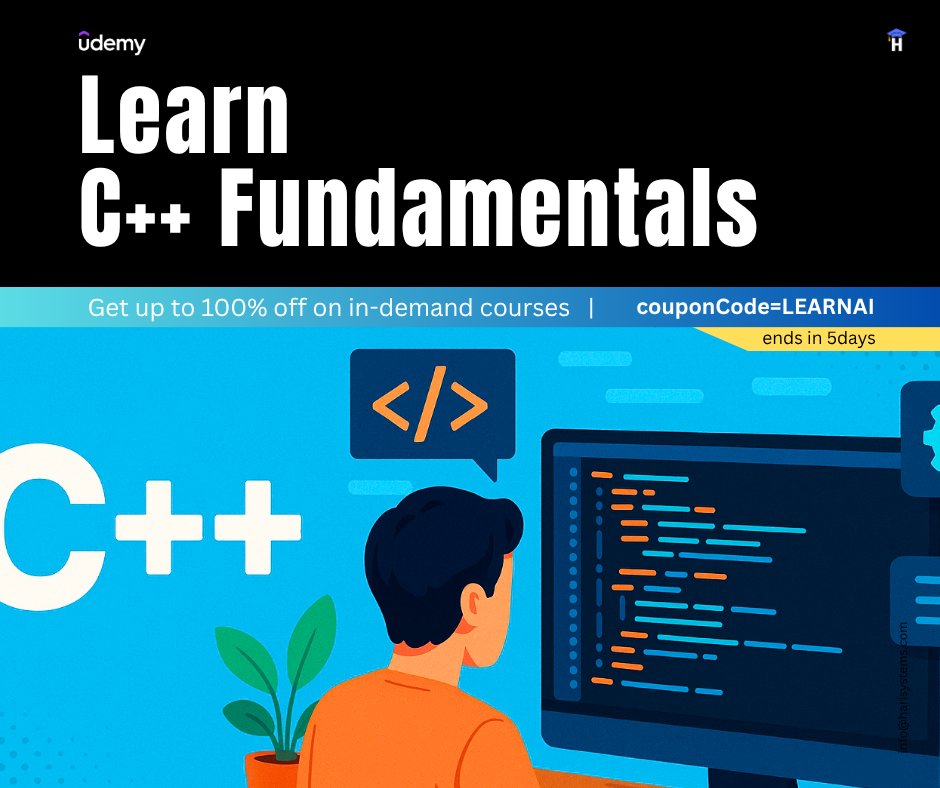 metlasudha's tweet image. Learn C++ Fundamentals : Coding for Absolute Beginners
udemy.com/course/learn-c…
#c++ #cpp #fundamentals #ai #harisystems #development #childernsday #offer #free
