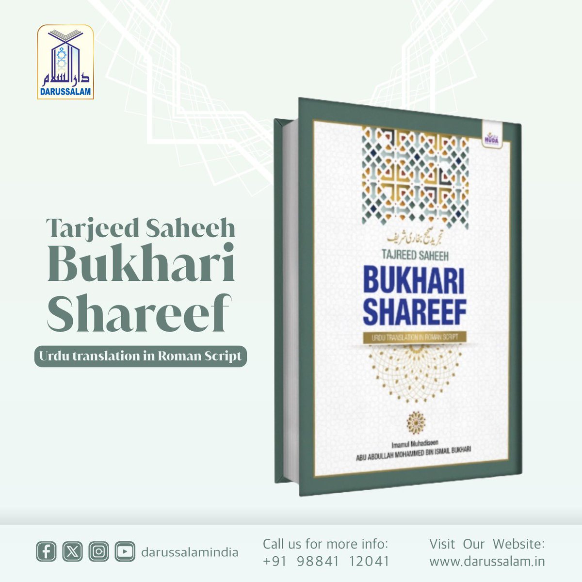 Darussalamindia's tweet photo. Tajreed Bukhari Shareef (Urdu Roman)
Order Here: https://t.co/WXEMKhkScJ
Price: ₹ 340/-
Call / WhatsApp: +91 9884112041
#Hadith #Hadeeth #ImamAlBukhari #ImamBukhari #UrduRoman #darussalamindia https://t.co/vJ6LGg0DqH