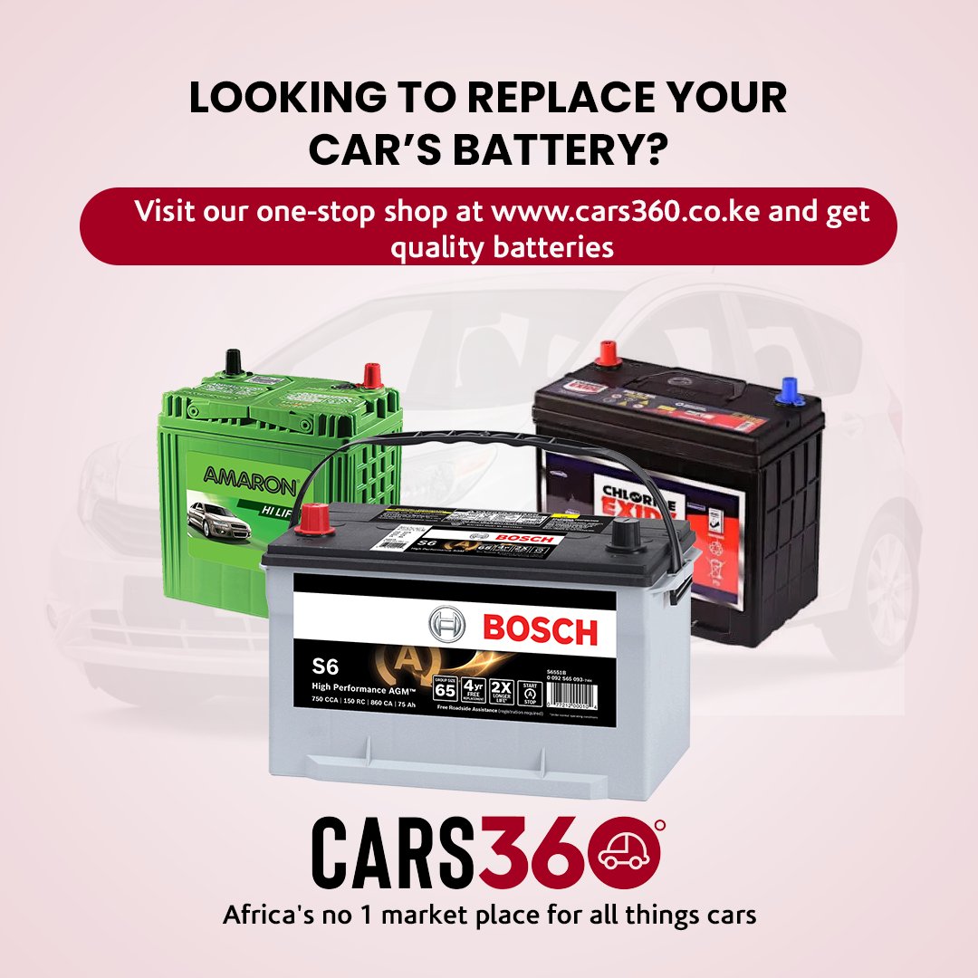Quality batteries for the best prices.
Get quality parts to service your car with CARS360.
Visit cars360.co.ke and discover a whole new world of motoring.
CARS360: Africa's No.1 Marketplace for All Things Cars