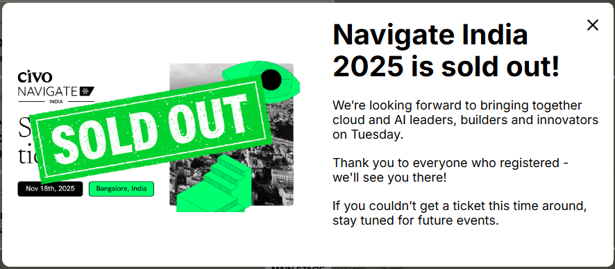 Shansford's tweet photo. Tomorrow will be a busy day at Civo Navigate India in Bangalore. Sorry i have no personal tickets to give out. #civonaviagte #civo #Bengaluru https://t.co/fSwEZ8H0gW