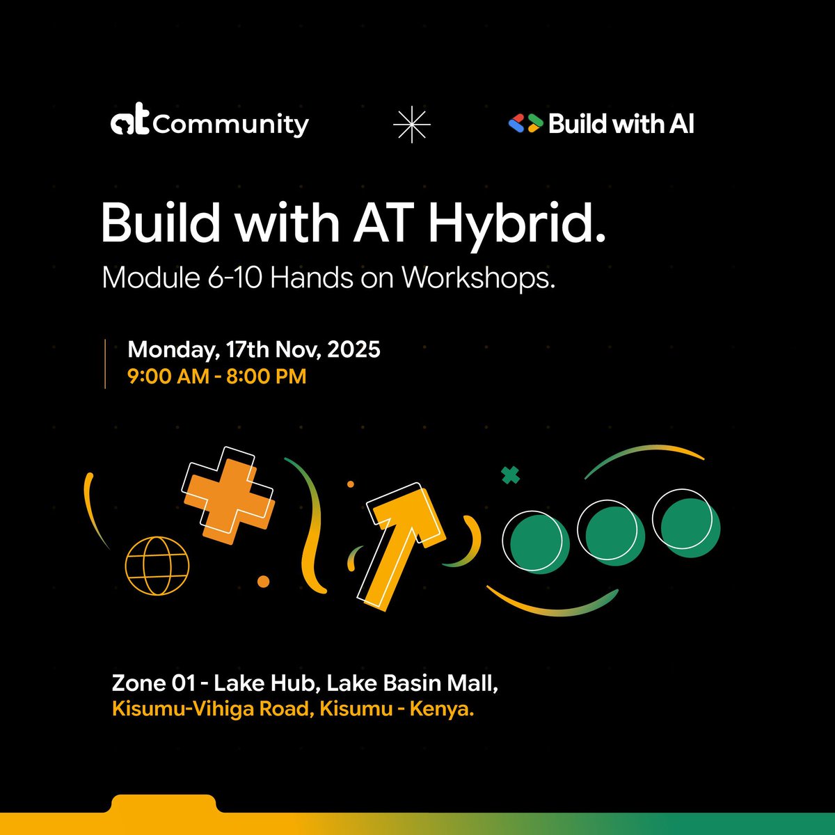 Zone01Kisumu's tweet image. Build with AI #Kisumu starts now. Level up with Google Cloud + Africa’s Talking APIs, complete real projects, and compete for over $5,000 in prizes. Create your developer profile to claim badges and join the Slack #at-google-ai-ml

#BuildWithAI #GenerativeAI #AfricasTalking #APIs