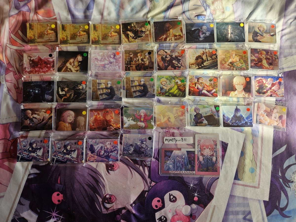 プロセカ　ノーブルアート　交換　郵送

求:奏・まふゆ・絵名・瑞希・みのり・愛莉・一歌・寧々・ミク・ルカ
現状各1のため所持しているものはお断りすることがあります。

譲:画像のもの
黒&gt;赤&gt;黄&gt;緑&gt;無印&gt;青

旧版の元袋にもステッカー貼ってしまったため、旧版はご了承いただける方のみ