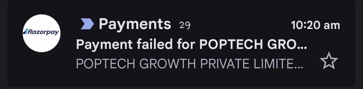 Codemaster95's tweet photo. @RazorpayCare 29 payments fails in 11 hours till now! https://t.co/OlXi4qNa53