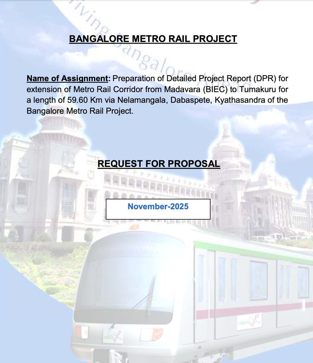 blr_post's tweet photo. Even as Bengaluru’s busiest corridors including Inner Ring Road, Old Airport road continue to remain without Metro connectivity, the BMRCL has invited bids to prepare DPR for a 59.60-km Metro extension up to Tumakuru

Who will save Bengaluru from traffic?

https://t.co/UYqRhDim6Y https://t.co/BggFEv0c8e