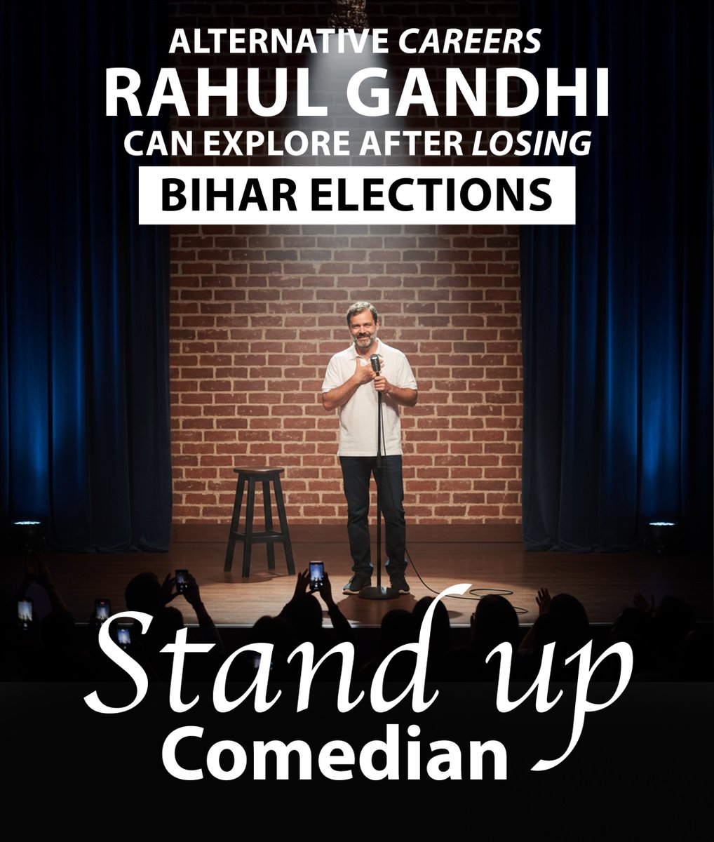 BJP4India's tweet image. Here’s a list of career paths Rahul Gandhi might actually ace…😎

Because clearly, the current one isn’t working! 🤣