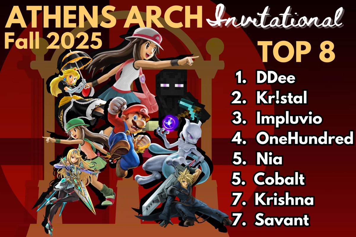 UgaSmash's tweet image. Athens Arch 3 is a wrap! 
Many of GA's best battled it out today. After round-robin pools and a final bracket, it was DDee who proved to be the strongest, followed closely by Kr!stal and Impluvio, who round out our top 3. 
Thanks everyone for coming! See you at Pending next week!
