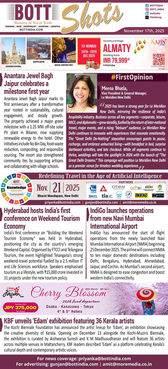 Anantara Jewel Bagh Jaipur marks its first anniversary with a year of sustainability and community impact. From a 1.25 MW off-site solar plant to food-waste reduction, composting, and artisan support—the resort celebrates a transformative year rooted in responsible tourism.