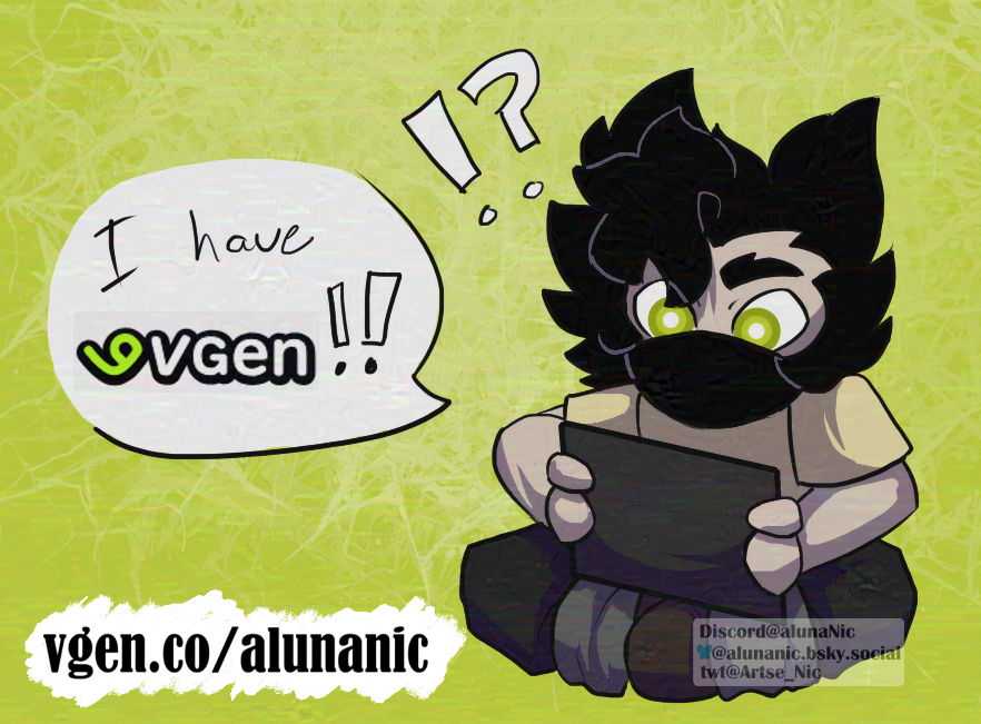 Artse_Nic's tweet photo. Comm work? Available? You bet!!!

Like my work on bsky and want me to draw for you? Check out the info below!

#VGen #commissionsopen https://t.co/6WKuquUNkt