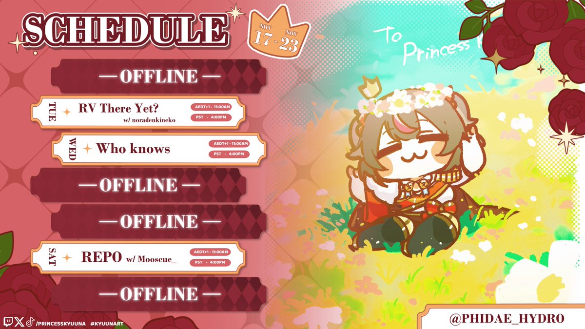 ✧SCHEDULE FOR  17TH NOV - 23RD NOV✧

SO MANY COLLABS WIF FRIENDS