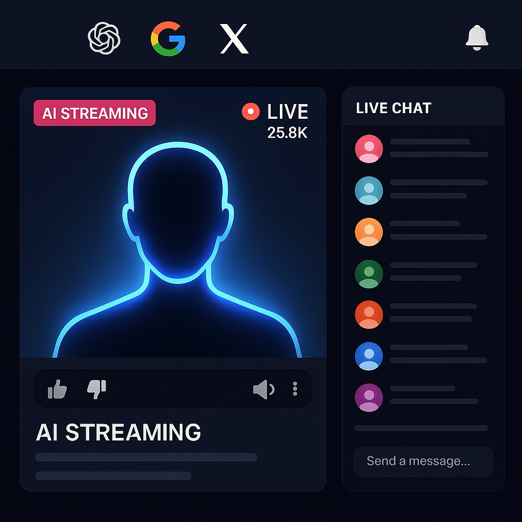KuonMii_Love's tweet image. Proposing a new era of broadcasting:
X, OpenAI, and Google should allow
 AI video + AI music + live streaming.
A free U.S.-based media revolution where AI can host, sing, and create.
#AIStreaming #XNews #OpenAI #Google #Elon #Sam