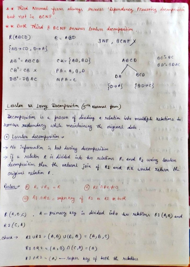 mili_booo's tweet image. DBMS:
- Lossless and Lossy decomposition
- Minimal Cover