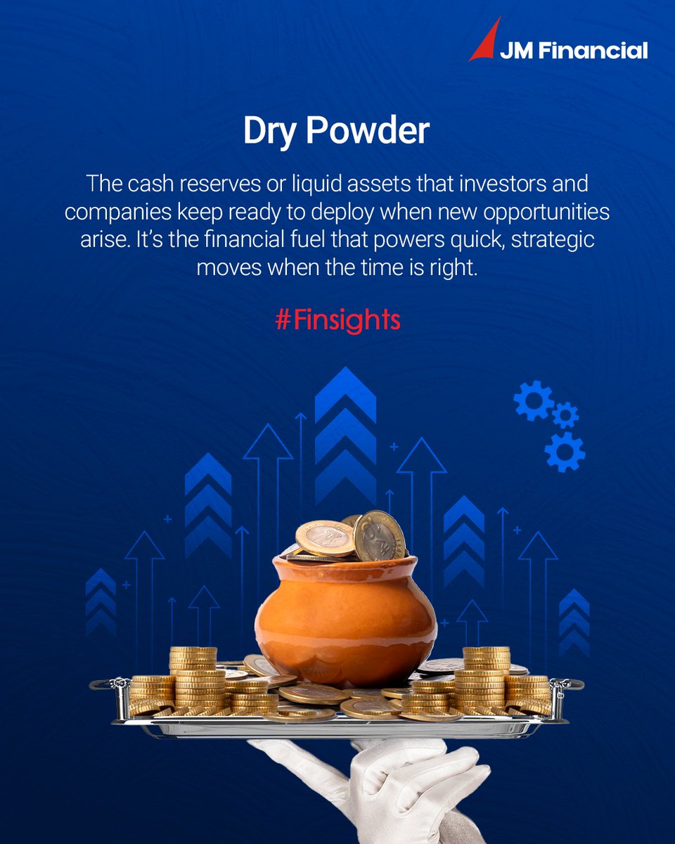 JMFL_group's tweet image. What keeps investors ready for the next big bet?​
This #Finsights feature decodes Dry Powder, the liquidity that keeps portfolios agile and prepared. ​
​
#JMFinancial #Finsights