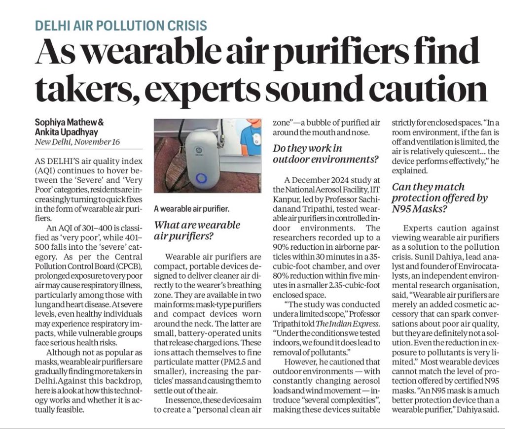 MYTHS AROUND WEARABLE AIR PURIFIERS, AND WHY EXPERTS WARN AGAINST OVERRELIANCE⬇️

* Myth 1: “A wearable purifier creates a protective bubble around your face outdoors.”

Reality: Outdoors, air is constantly moving due to wind, traffic turbulence, and your own motion. Any