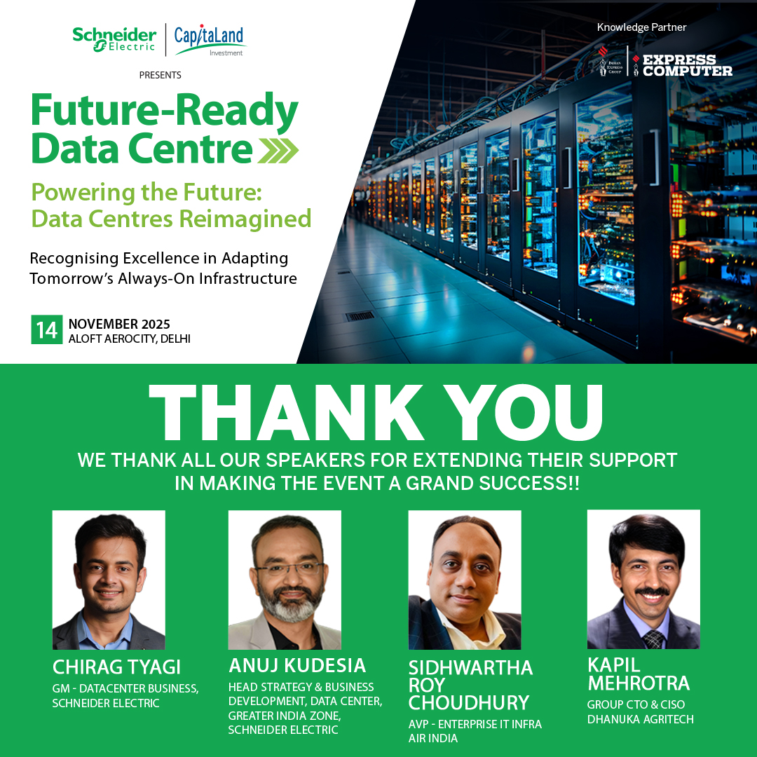 ExpComputer's tweet image. We thank all our Speakers for extending their support in making the event - A Grand Success!

Future-Ready Data Centre | 14th November 2025 | New Delhi
Presented by @SchneiderElec &amp;amp; @CapitaLand | Knowledge Partner: #ExpressComputer

+ Chirag Tyagi, GM - DataCenter Business,…