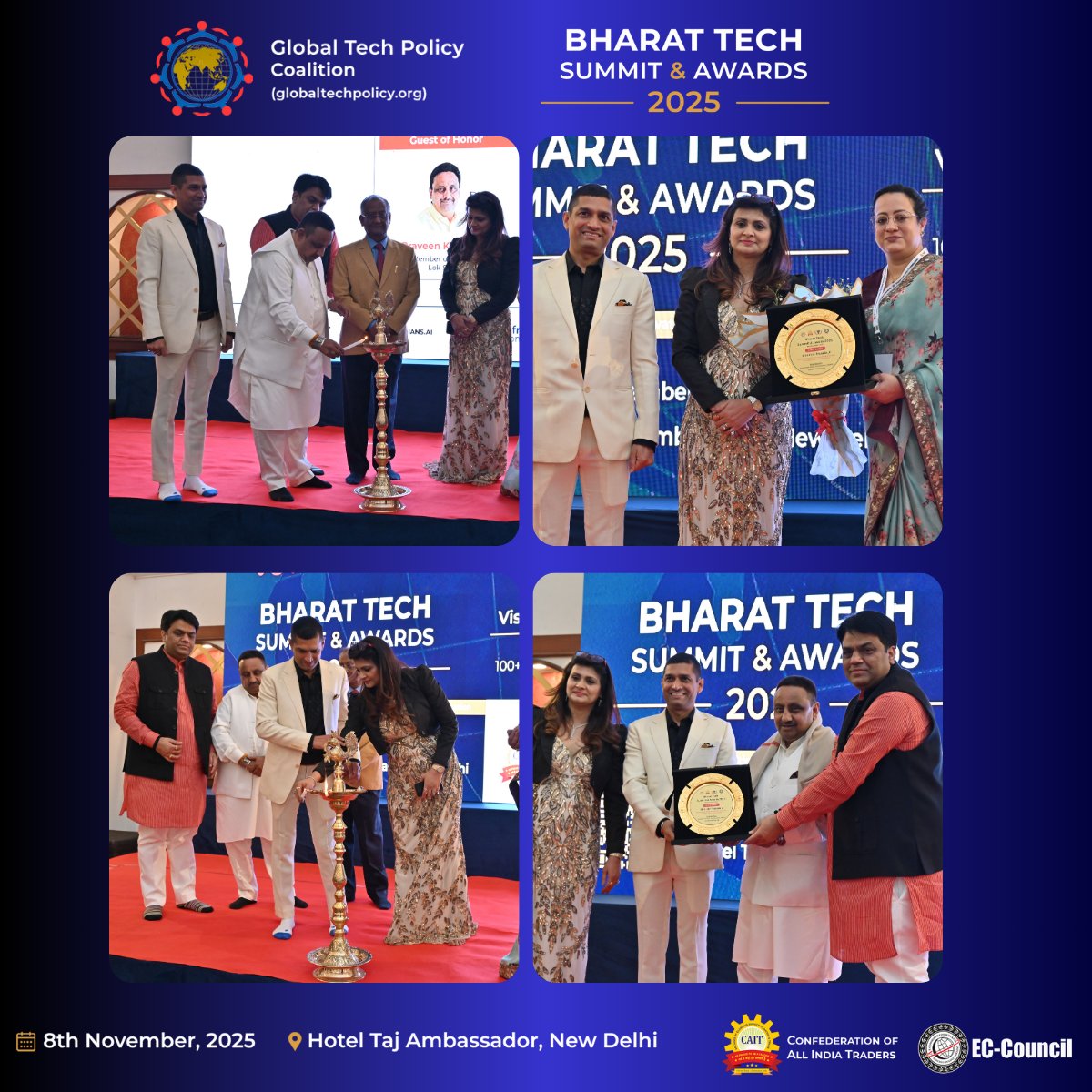 gtpcindia's tweet photo. A proud moment from Bharat Tech Summit &amp; Awards 2025, powered by the Global Tech Policy Coalition (GTPC) celebrating innovation, leadership &amp; Bharat’s Digital Vision 2045.

#BharatTechSummit #GTPC #DigitalIndia #Techade #Innovation #Cybersecurity #DigitalVision2045 #IndiaRising https://t.co/zHNi8kfbSc