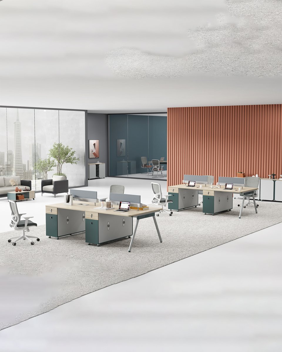Heyan_Furniture's tweet image. This modern office space blends sleek workstations, muted color palettes, and open-concept design—creating a hub where productivity meets aesthetic comfort. 🏢 #OfficeDesign #ModernWorkspace #ProductiveAesthetic #furniture #office