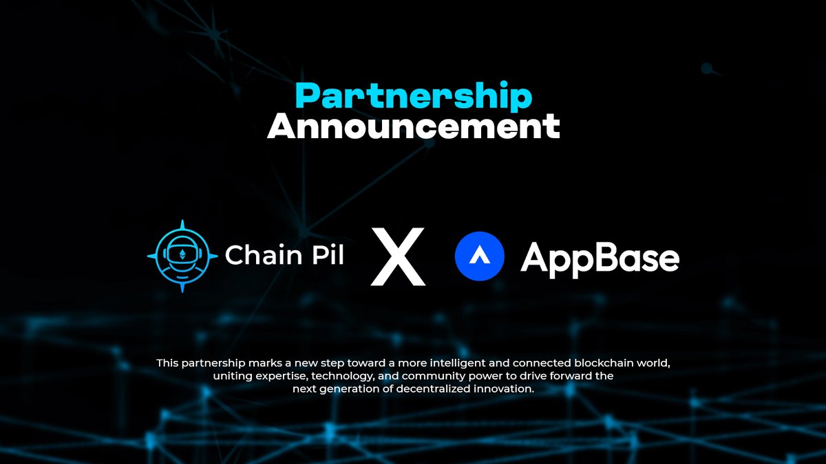 🚀 Chain Pil is excited to announce a new strategic partnership with AppBase ( 
<a href="/AppBaseGlobal/">AppBase - AI driven platform on TON</a> )!

🔧 AppBase is a Web3 platform empowering builders and users through app chain infrastructure, DePIN integration, and social task-driven engagement for sustainable ecosystem growth.