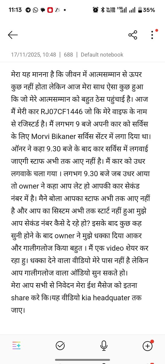 saurabhmarothi's tweet photo. @Kia_Worldwide @KiaInd 
This is how kia treated their customers https://t.co/k7Zr6o4qf5