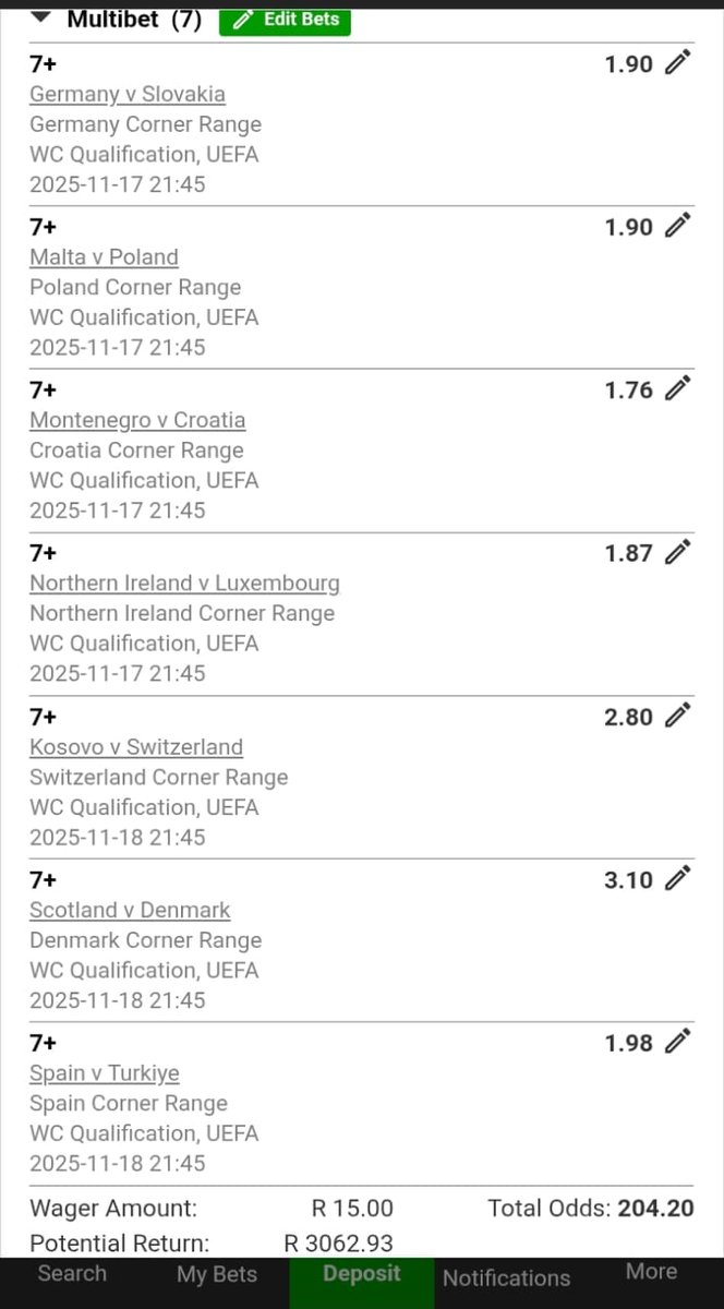 CornersCode's tweet photo. BW21E29AF2
We’re going 7+ Corners this time! ⚽🔥
Let’s make it another weekend BOOM 💥
Drop your slips and let’s trend again! 🚀
#7PlusCorners #CornersBoom #Betway #WeekendTicket #WinningVibes #PuntersOnly #BoomTicket #SoccerBetting #BetwayZA #BettingTwitter #GurusFamily https://t.co/AmdeDpWbgb
