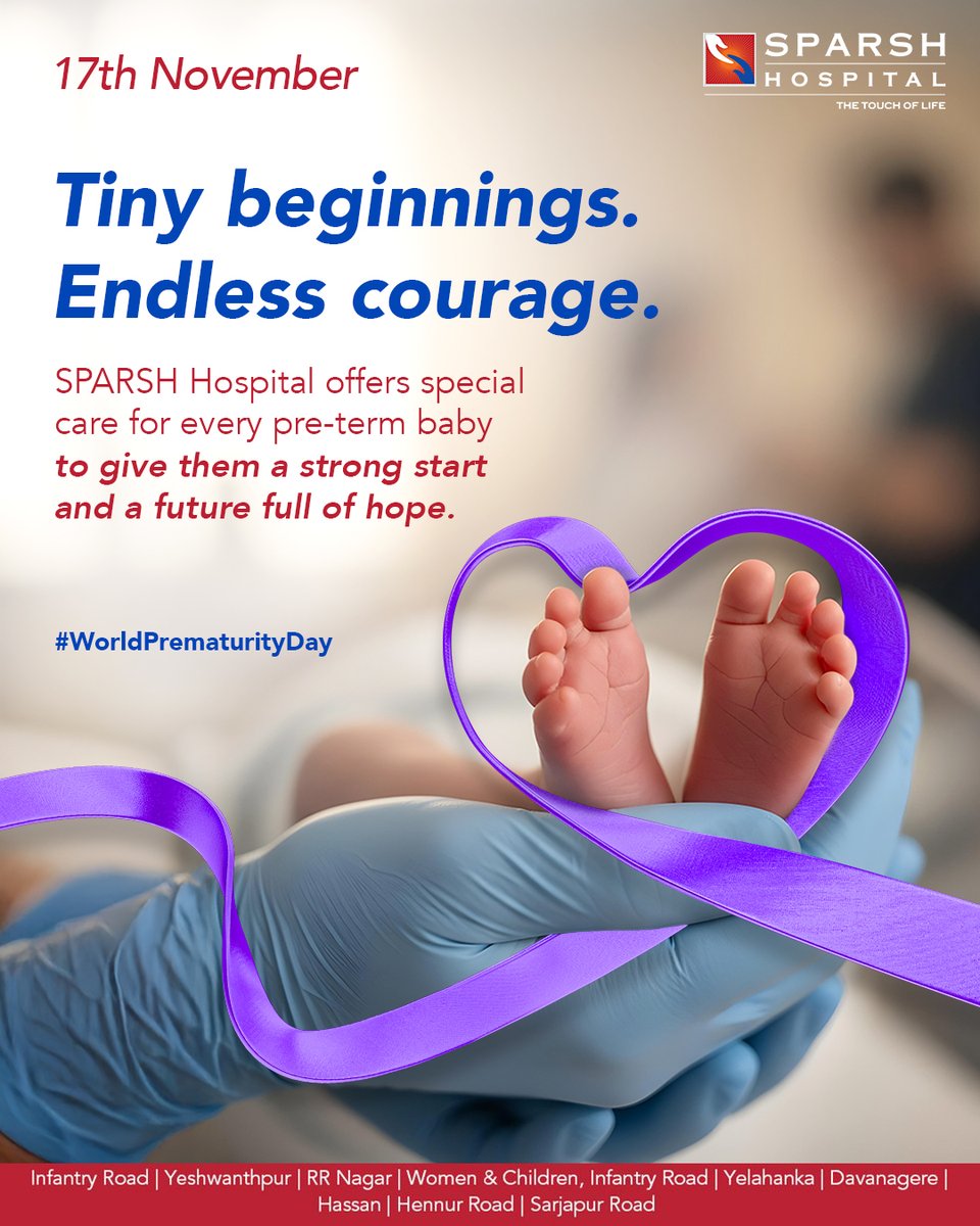 Premature babies arrive earlier than expected, but their strength unfolds in the most extraordinary ways.

Today, we honour their courage and the dedicated hands that help them grow. 

Call 080 61 222 000 | Website: sparshhospital.com

#SparshHospital #WorldPrematurityDay
