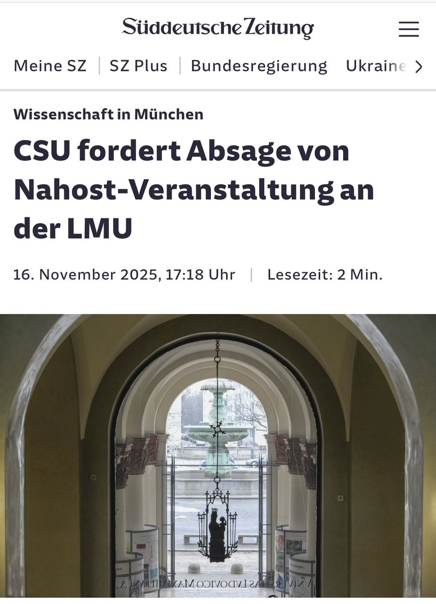 Absurd, aber leider das klassische Schema:
Ein Seminar mit dem Titel „The Targeting of the Palestinian Academia“, das sich mit der Zerstörung der Wissenschaft in Gaza und den Angriffen auf palästinensische Wissenschaftler:innen befasst, wird zum Ziel politischer Angriffe.
Genau
