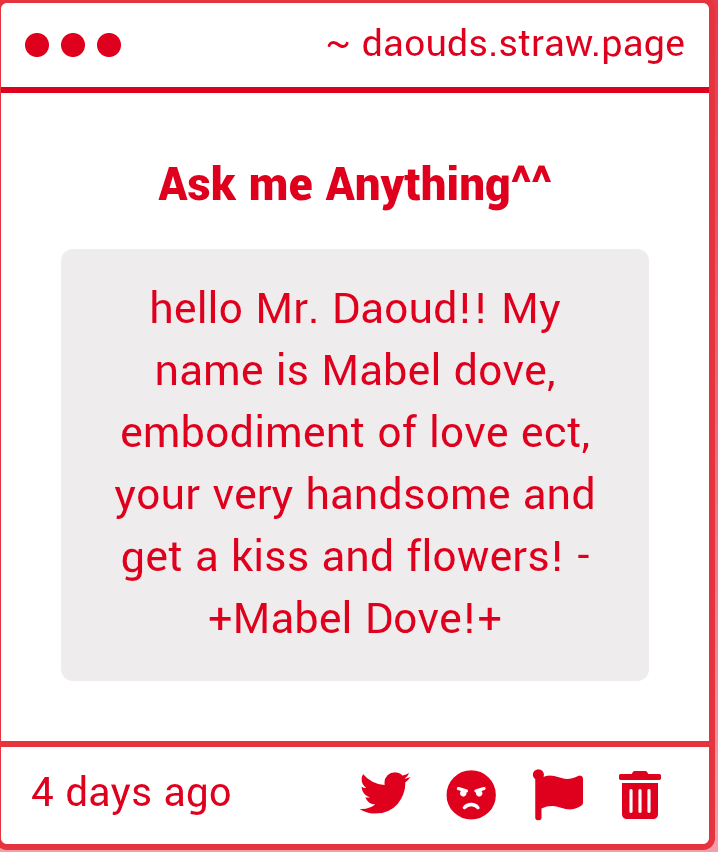 Oh my! Now isn't this just sweet, Thank you for the flowers and..the kiss Mabel.🖤🖤